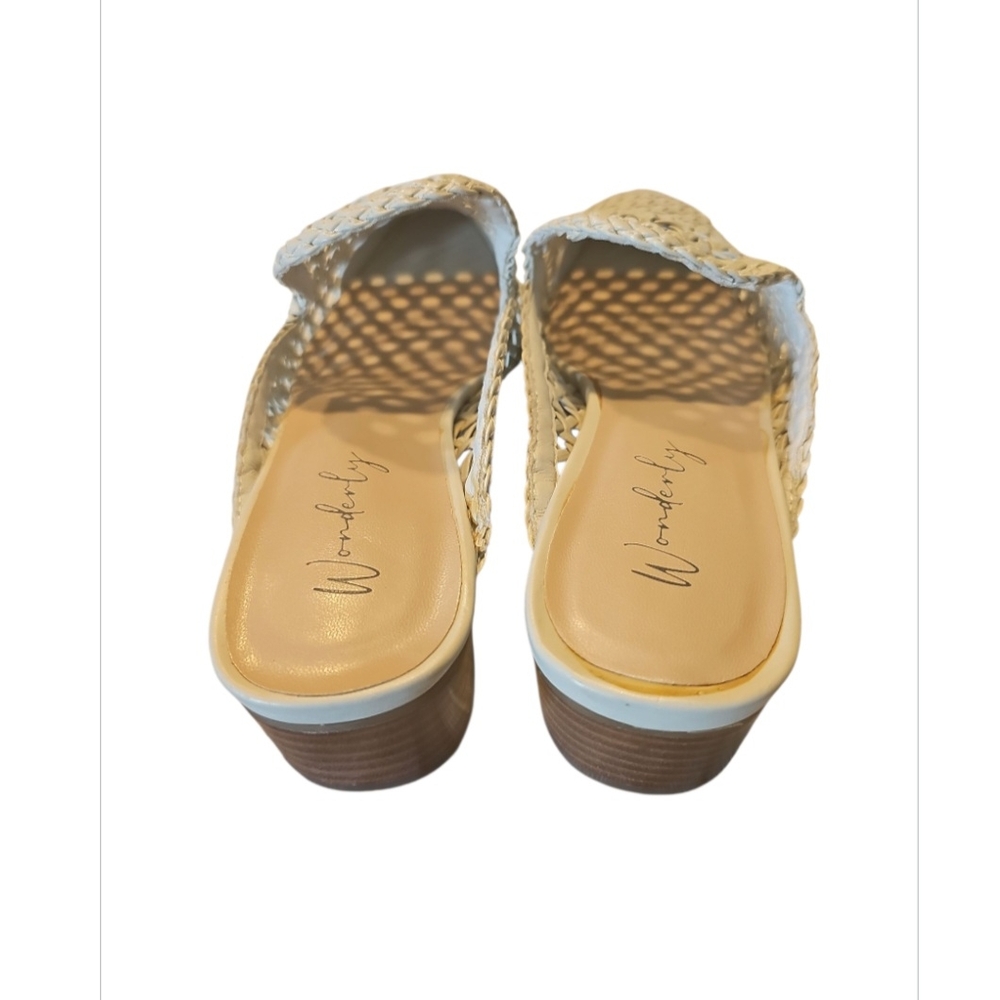 Women's Cream Woven Mules - Picture 2 of 4